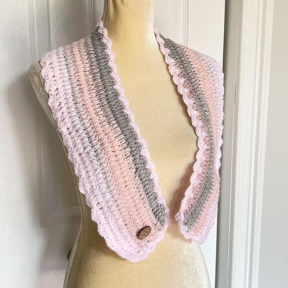 Crochet Cable Knit Scarf Shawl Neck Multicolor Warmer Scarf - Picture 5 of 13